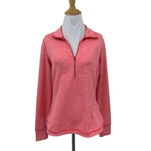 Lucy Activewear 1/4 Zip Jacket Womens S Small Pink Micro Fleece Lined Thumbholes